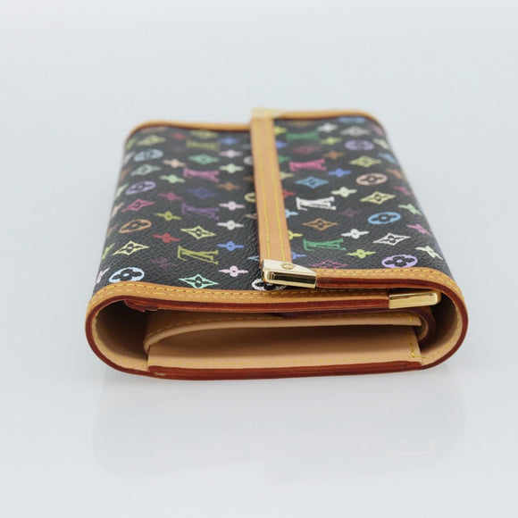 LOUIS VUITTON Monogram Multicolor Porte Tresor Wallet Black M92658 Auth 183735SAV