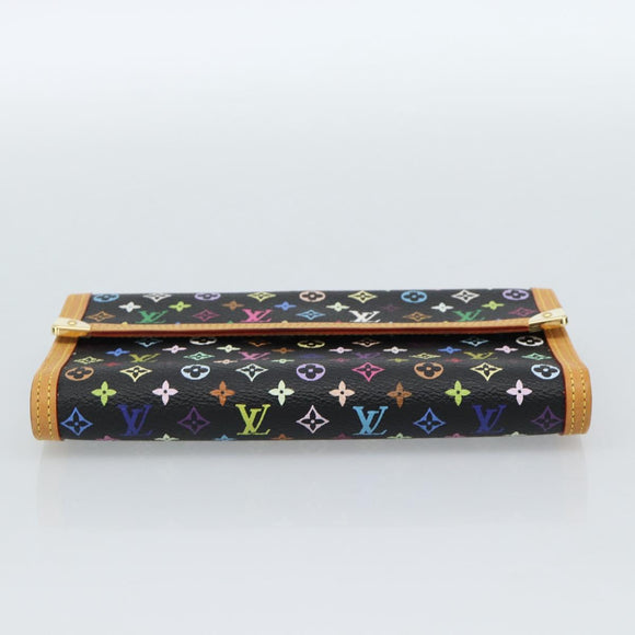 LOUIS VUITTON Monogram Multicolor Porte Tresor Wallet Black M92658 Auth 183735SAV