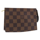 LOUIS VUITTON Damier Ebene Poche Toilette 15 Etui N47548 LV Auth 183737V-1