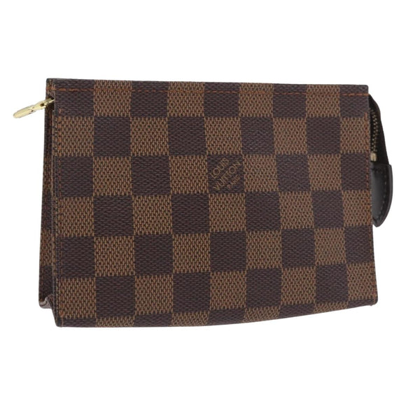 LOUIS VUITTON Damier Ebene Poche Toilette 15 Etui N47548 LV Auth 183737V