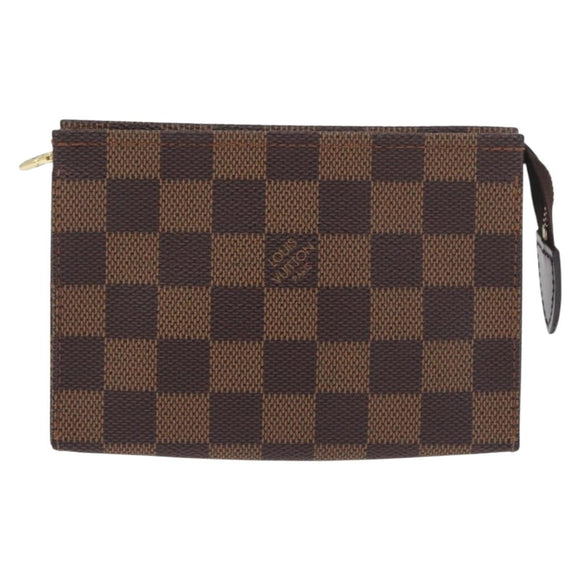LOUIS VUITTON Damier Ebene Poche Toilette 15 Etui N47548 LV Auth 183737V