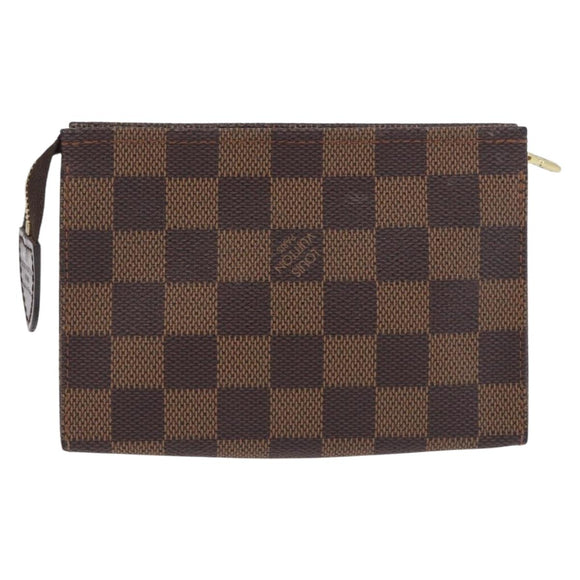 LOUIS VUITTON Damier Ebene Poche Toilette 15 Etui N47548 LV Auth 183737V