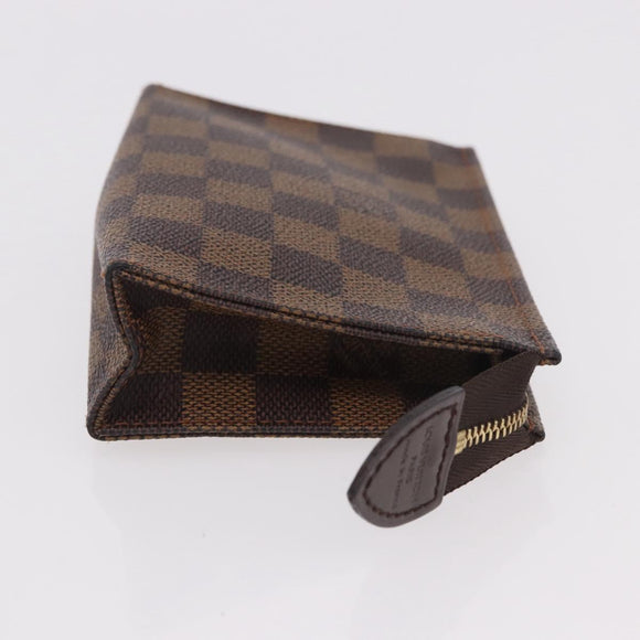 LOUIS VUITTON Damier Ebene Poche Toilette 15 Etui N47548 LV Auth 183737V