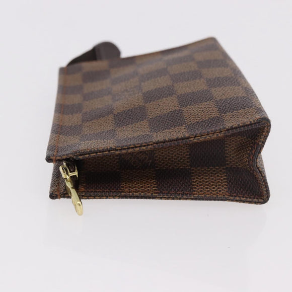 LOUIS VUITTON Damier Ebene Poche Toilette 15 Etui N47548 LV Auth 183737V