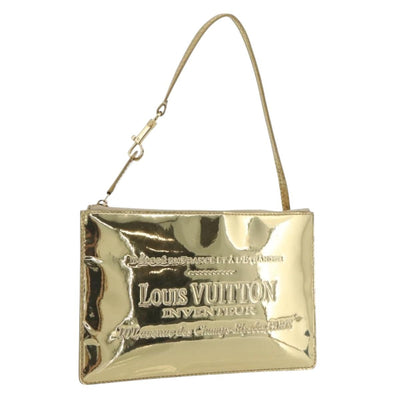 LOUIS VUITTON Monogram Miroir Pochette Plat Clutch Bag Gold M95278 Auth 183739V