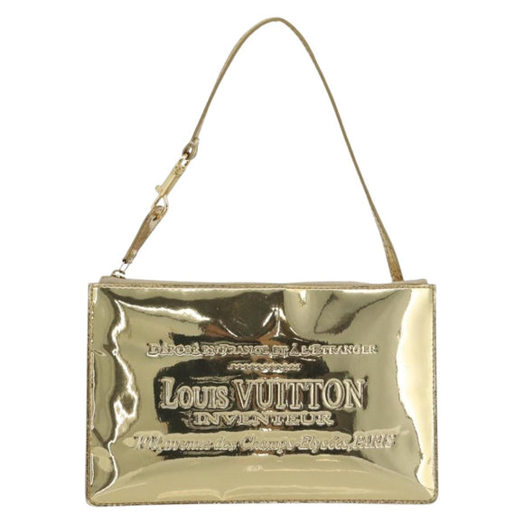 LOUIS VUITTON Monogram Miroir Pochette Plat Clutch Bag Gold M95278 Auth 183739V