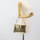 LOUIS VUITTON Monogram Miroir Pochette Plat Clutch Bag Gold M95278 Auth 183739V-23