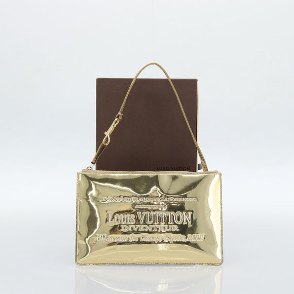 LOUIS VUITTON Monogram Miroir Pochette Plat Clutch Bag Gold M95278 Auth 183739V