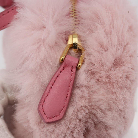 PRADA Pouch fur Pink Gold Auth 183742M