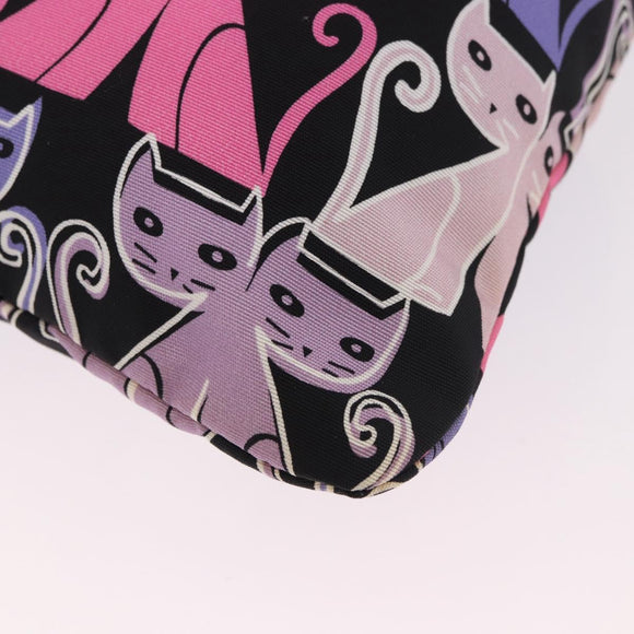Miu Miu CANAPA CATS Drawstring Pouch Canvas Black Auth 183758M