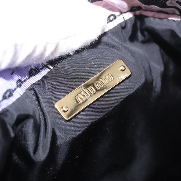 Miu Miu CANAPA CATS Drawstring Pouch Canvas Black Auth 183758M