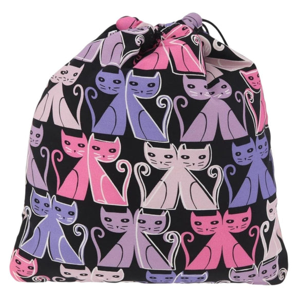 Miu Miu CANAPA CATS Drawstring Pouch Canvas Black Auth 183758M