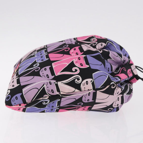 Miu Miu CANAPA CATS Drawstring Pouch Canvas Black Auth 183758M