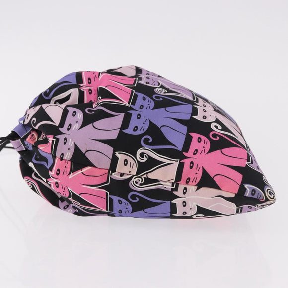 Miu Miu CANAPA CATS Drawstring Pouch Canvas Black Auth 183758M