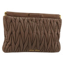 Miu Miu Matelasse Clutch Bag Leather Brown Gold Auth 183761A-1