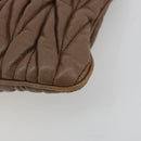 Miu Miu Matelasse Clutch Bag Leather Brown Gold Auth 183761A-15