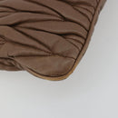 Miu Miu Matelasse Clutch Bag Leather Brown Gold Auth 183761A-16