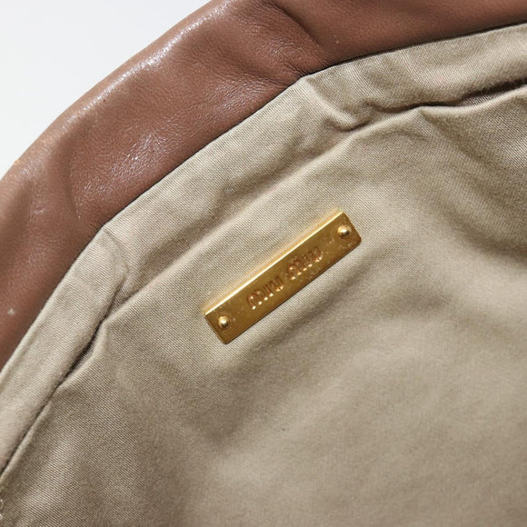Miu Miu Matelasse Clutch Bag Leather Brown Gold Auth 183761A