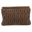 Miu Miu Matelasse Clutch Bag Leather Brown Gold Auth 183761A-13