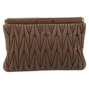 Miu Miu Matelasse Clutch Bag Leather Brown Gold Auth 183761A-2