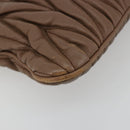 Miu Miu Matelasse Clutch Bag Leather Brown Gold Auth 183761A-14