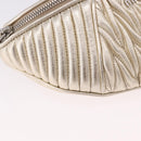 Miu Miu Matelasse Waist bag Leather Silver Gold Auth 183762V-9