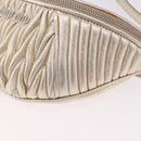 Miu Miu Matelasse Waist bag Leather Silver Gold Auth 183762V-14