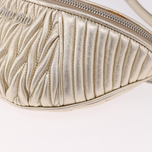 Miu Miu Matelasse Waist bag Leather Silver Gold Auth 183762V
