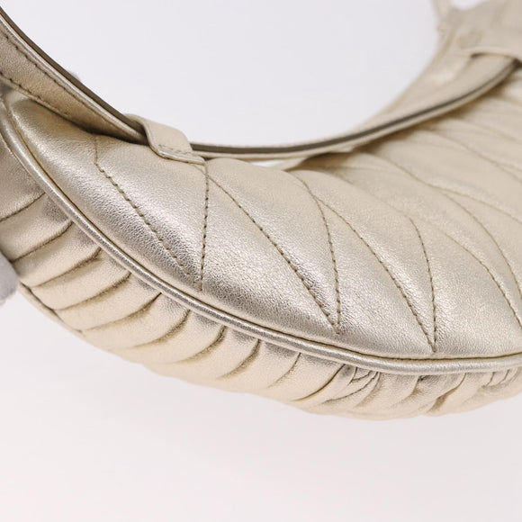Miu Miu Matelasse Waist bag Leather Silver Gold Auth 183762V