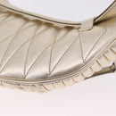 Miu Miu Matelasse Waist bag Leather Silver Gold Auth 183762V-16