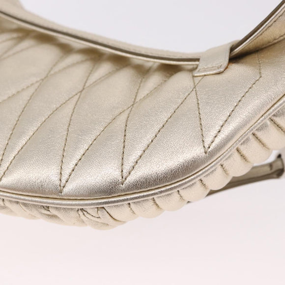Miu Miu Matelasse Waist bag Leather Silver Gold Auth 183762V