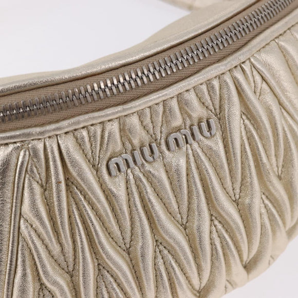 Miu Miu Matelasse Waist bag Leather Silver Gold Auth 183762V