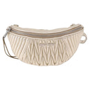 Miu Miu Matelasse Waist bag Leather Silver Gold Auth 183762V-13