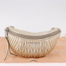Miu Miu Matelasse Waist bag Leather Silver Gold Auth 183762V-12