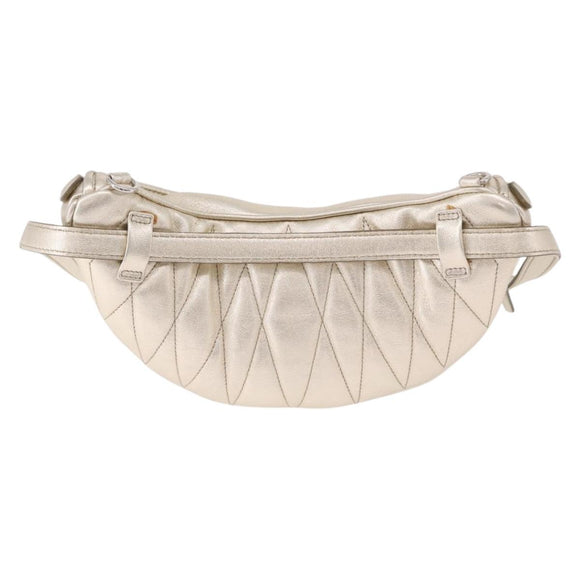 Miu Miu Matelasse Waist bag Leather Silver Gold Auth 183762V