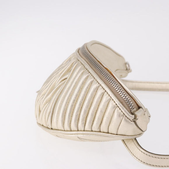 Miu Miu Matelasse Waist bag Leather Silver Gold Auth 183762V