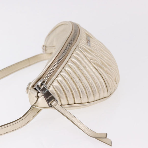 Miu Miu Matelasse Waist bag Leather Silver Gold Auth 183762V