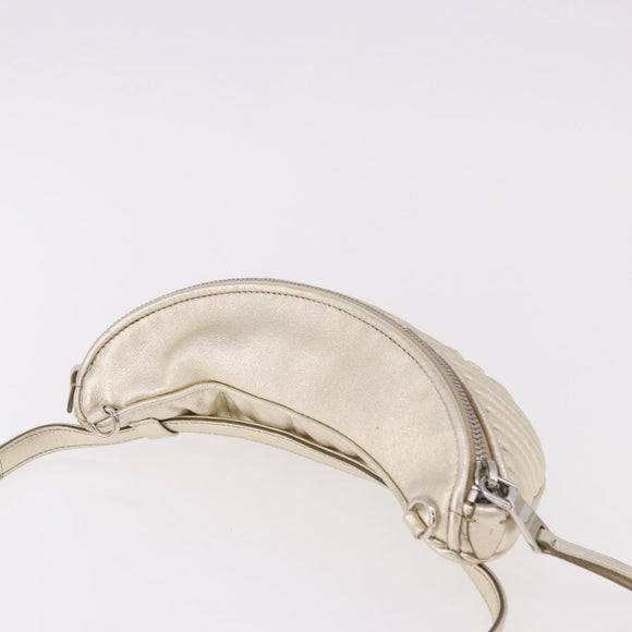 Miu Miu Matelasse Waist bag Leather Silver Gold Auth 183762V