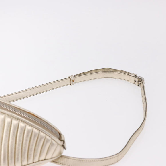 Miu Miu Matelasse Waist bag Leather Silver Gold Auth 183762V