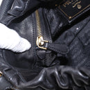 PRADA Shoulder Bag Leather Black Gold Auth 183763V-20