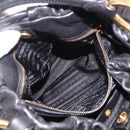 PRADA Shoulder Bag Leather Black Gold Auth 183763V-21