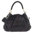 PRADA Shoulder Bag Leather Black Gold Auth 183763V-3