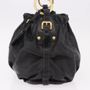PRADA Shoulder Bag Leather Black Gold Auth 183763V-4