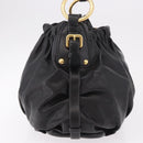 PRADA Shoulder Bag Leather Black Gold Auth 183763V-5