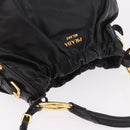PRADA Shoulder Bag Leather Black Gold Auth 183763V-6