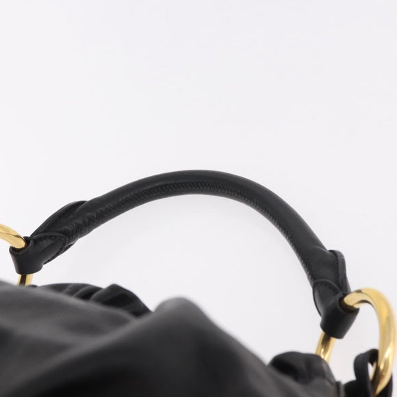 PRADA Shoulder Bag Leather Black Gold Auth 183763V