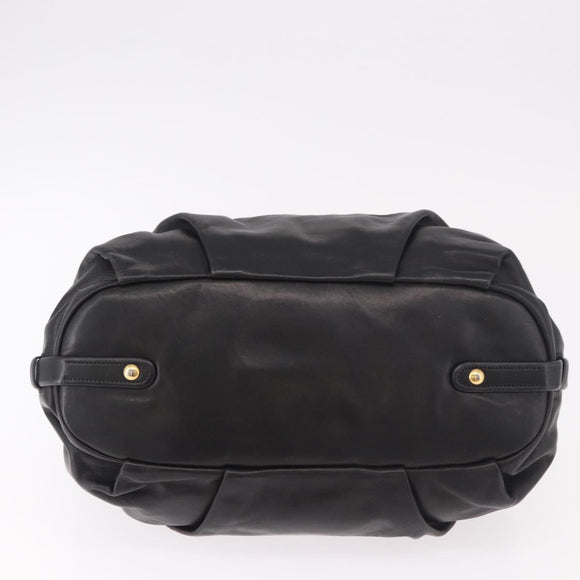PRADA Shoulder Bag Leather Black Gold Auth 183763V