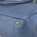 PRADA Hand Bag Leather Blue Gold Auth 183765V-16