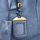 PRADA Hand Bag Leather Blue Gold Auth 183765V-19