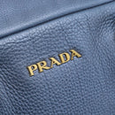 PRADA Hand Bag Leather Blue Gold Auth 183765V-20